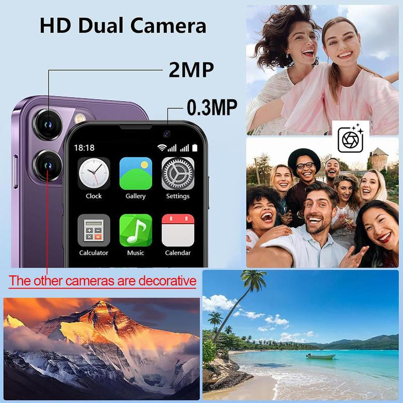 Mini Smart Phone, 3.0 Inch Dual SIM Smartphone, 3G Android 8.1 with 2GB RAM, 16GB Storage, Calling, GPS Bluetooth-Compatible Wifi Portable Micro Tiny Mobile Phone