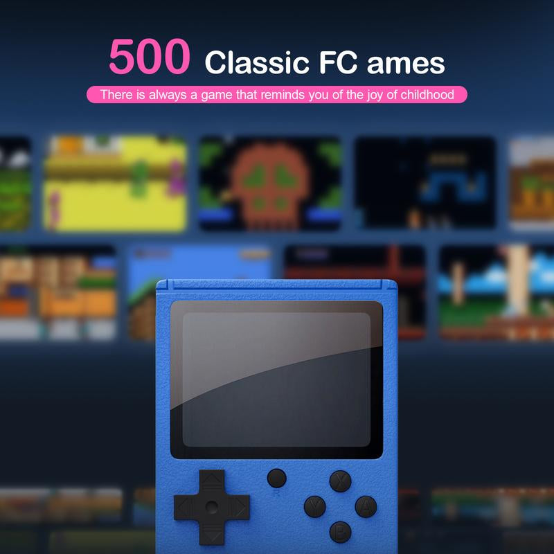 Handheld Games Console Portable, Mini Retro Game Console with 500 Classical FC Games Support for Connecting TV & Two Players, 3.0-Inches Screen 1020Mah Rechargeable Battery, Gift for Kids