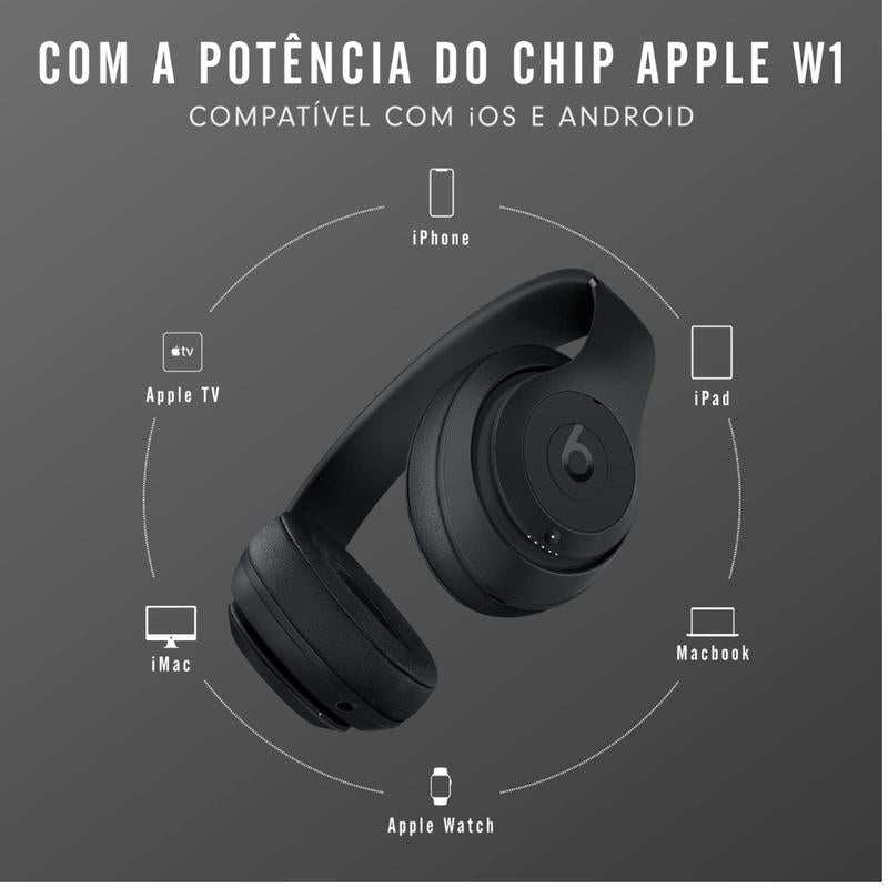 Beats Studio3 Wireless Noise Cancelling Over-Ear Headphones, Apple W1 Headphone Chip, Class 1 Bluetooth, 22 Hours of Listening Time, Built-In Microphone - Matte Black Audio Electronic