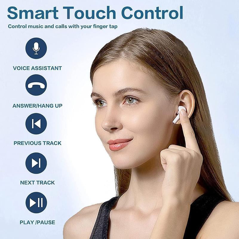 Bluetooth 5.4 Earphones 3D Stereo Wireless Earbuds with USB-C Charging Case for Office, Sports, Study and Audio Calls, Portable Wireless Audio Headset
