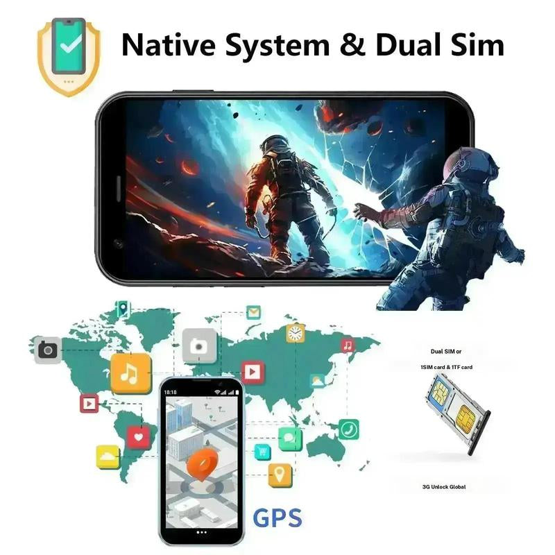 Mini Smart Phone, 3.0 Inch Dual SIM Smartphone, 3G Android 8.1 with 2GB RAM, 16GB Storage, Calling, GPS Bluetooth-Compatible Wifi Portable Micro Tiny Mobile Phone