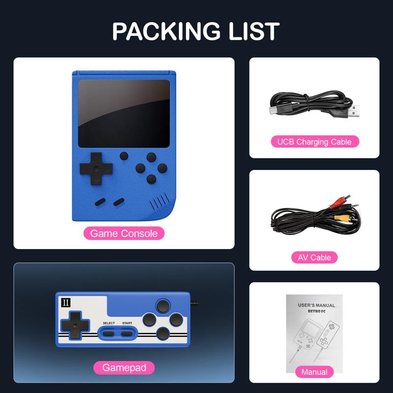 Handheld Games Console Portable, Mini Retro Game Console with 500 Classical FC Games Support for Connecting TV & Two Players, 3.0-Inches Screen 1020Mah Rechargeable Battery, Gift for Kids