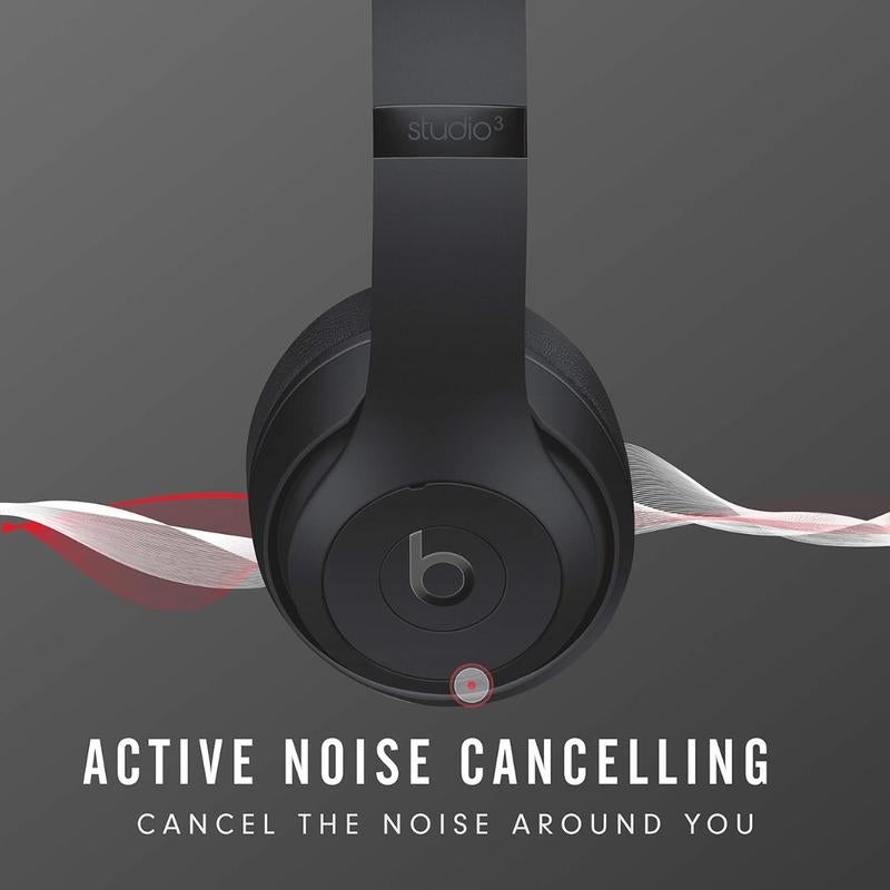 Beats Studio3 Wireless Noise Cancelling Over-Ear Headphones, Apple W1 Headphone Chip, Class 1 Bluetooth, 22 Hours of Listening Time, Built-In Microphone - Matte Black Audio Electronic