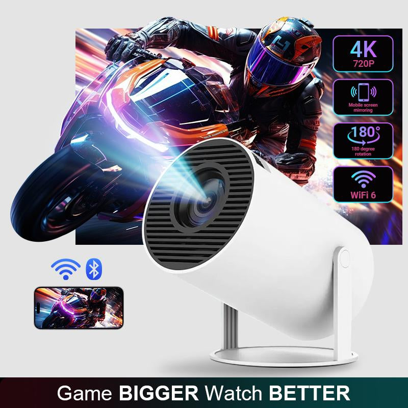 Outdoorfun Mini 4K Decoding Projector with 5G Wifi 6 & BT 5.0 720P Full HD 160 ANSI Lumens Portable Home Theater for Android Audio Bluetooth Game Bigger Watch Better