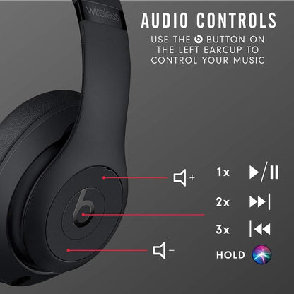 Beats Studio3 Wireless Noise Cancelling Over-Ear Headphones, Apple W1 Headphone Chip, Class 1 Bluetooth, 22 Hours of Listening Time, Built-In Microphone - Matte Black Audio Electronic