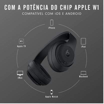 Beats Studio3 Wireless Noise Cancelling Over-Ear Headphones, Apple W1 Headphone Chip, Class 1 Bluetooth, 22 Hours of Listening Time, Built-In Microphone - Matte Black Audio Electronic