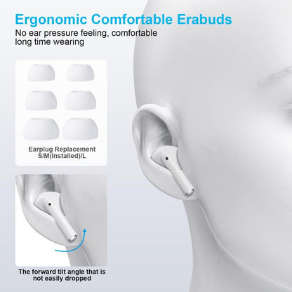 Bluetooth 5.4 Earphones 3D Stereo Wireless Earbuds with USB-C Charging Case for Office, Sports, Study and Audio Calls, Portable Wireless Audio Headset